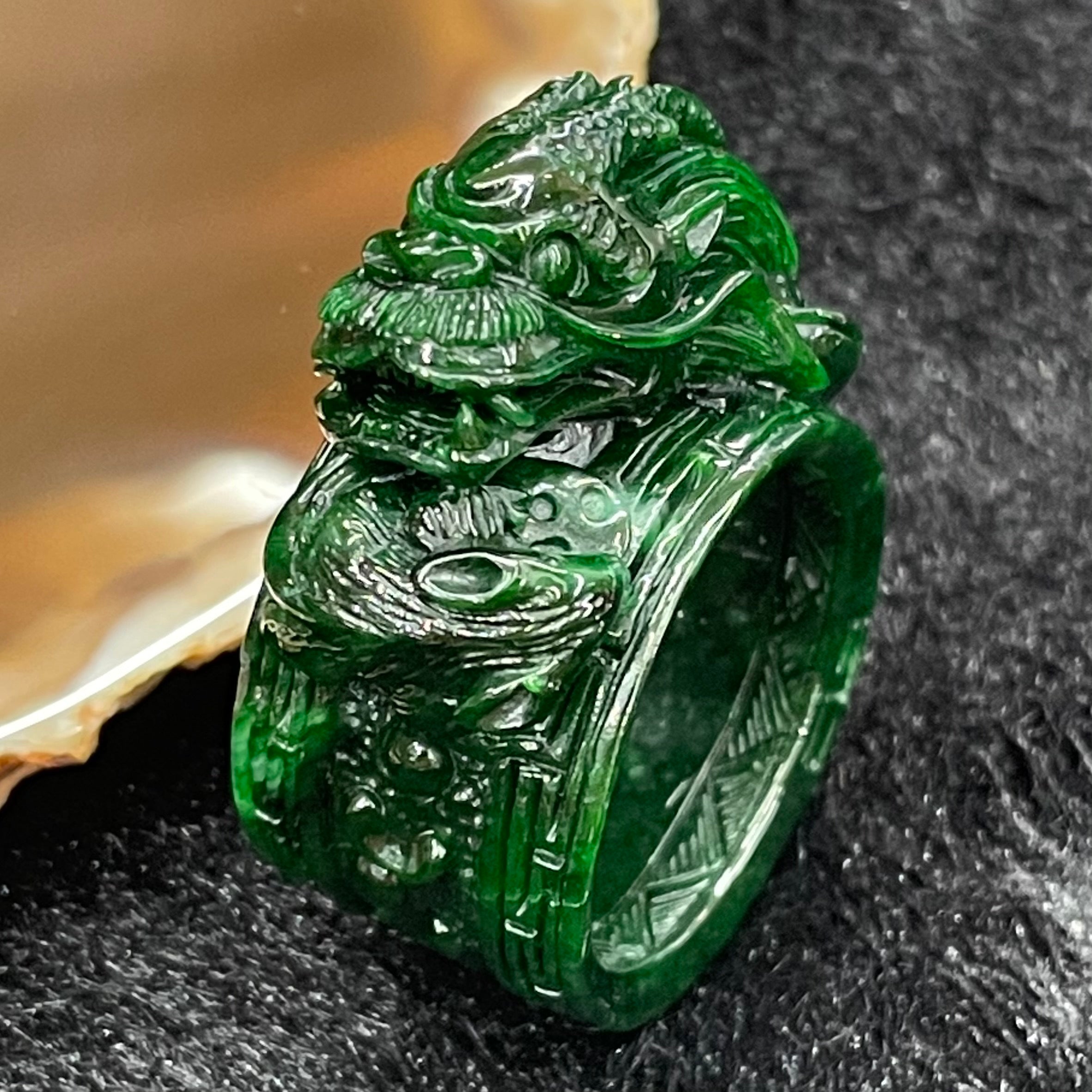 20.8mm Natural Grade A Jadeite Pixiu Ring From Guatemala, Yellow Blue Jade  Thumb Ring, Men's Ring, US 11.5, Fr 65. ASIAN-MOOD - Etsy